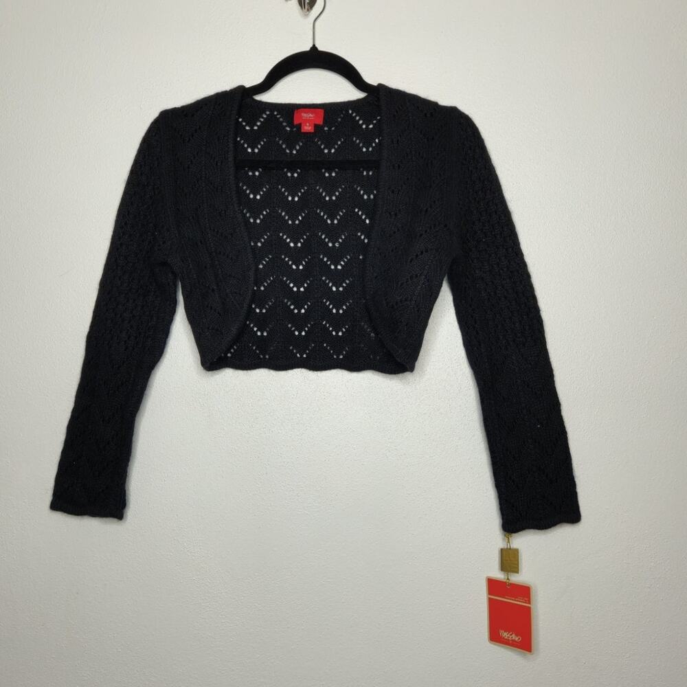 NWT Vintage Mossimo Bolero Cardigan Sweater Ramie Angora Black Knit Sm